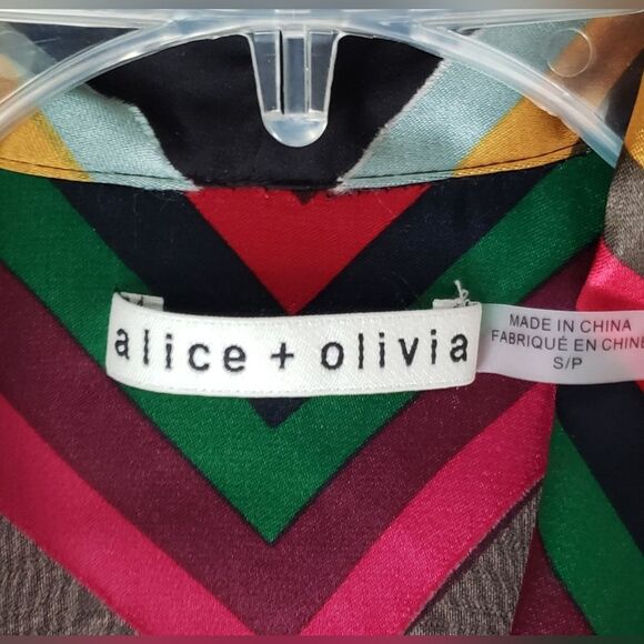 Alice & Olivia Silk Blend Multi Color Semi Sheer Long Sleeve Blouse Size… - Picture 5 of 10